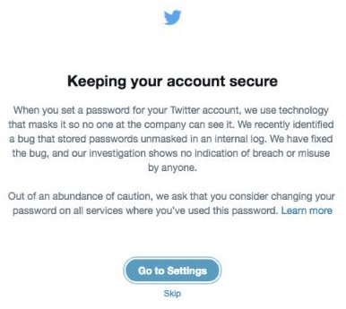 twitter password warning