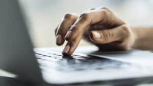 using a laptop